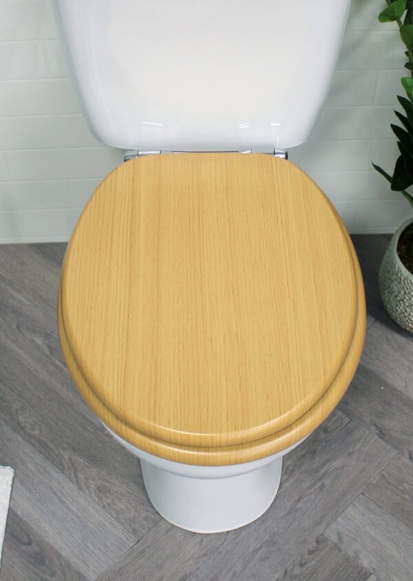 Norfolk Soft Close Toilet Seat Beech/Chrome - Toilet Seats