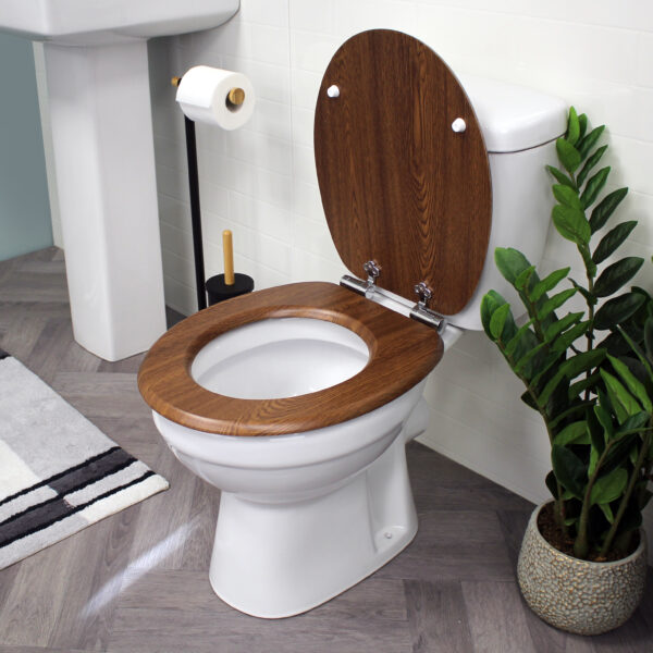 Norfolk Soft Close Toilet Seat Walnut/Chrome - Toilet Seats