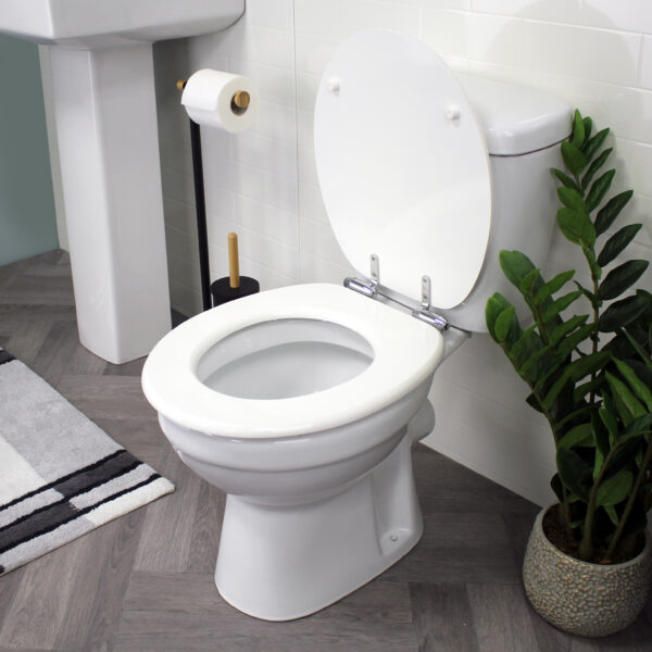 Norfolk Soft Close Toilet Seat White/Chrome - Plastic Toilet Seats