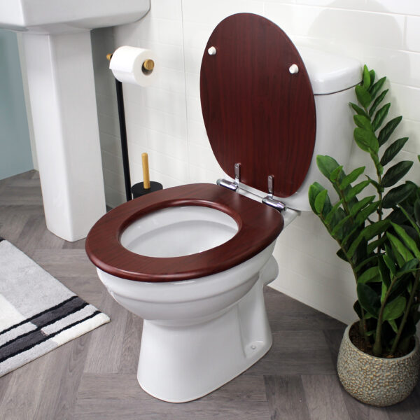 Norfolk Soft Close Toilet Seat Mahogany/Chrome - Toilet Seats