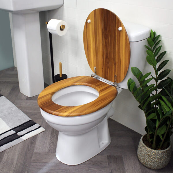 Oxford Toilet Seat Antique Pine / Chrome - Toilet Seats