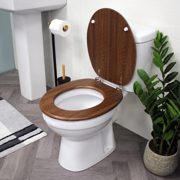 Oxford Toilet Seat Walnut/Chrome - Toilet Seats
