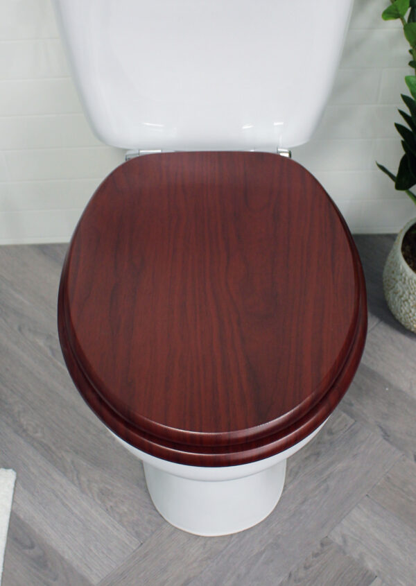 Norfolk Soft Close Toilet Seat Mahogany/Chrome - Toilet Seats