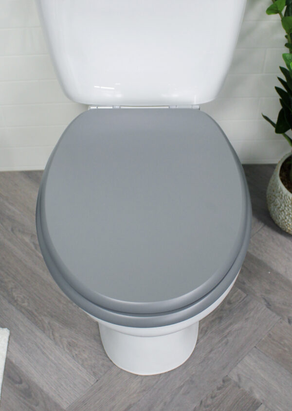 Norfolk Soft Close Toilet Seat Grey/Chrome - Wooden Toilet Seats