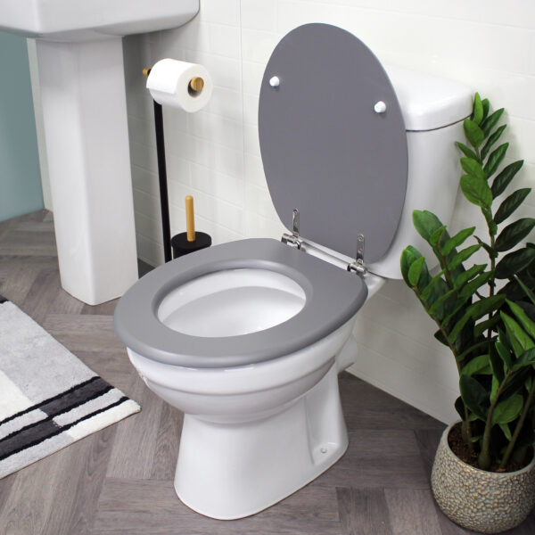 Oxford Toilet Seat Grey/Chrome - Wooden Toilet Seats