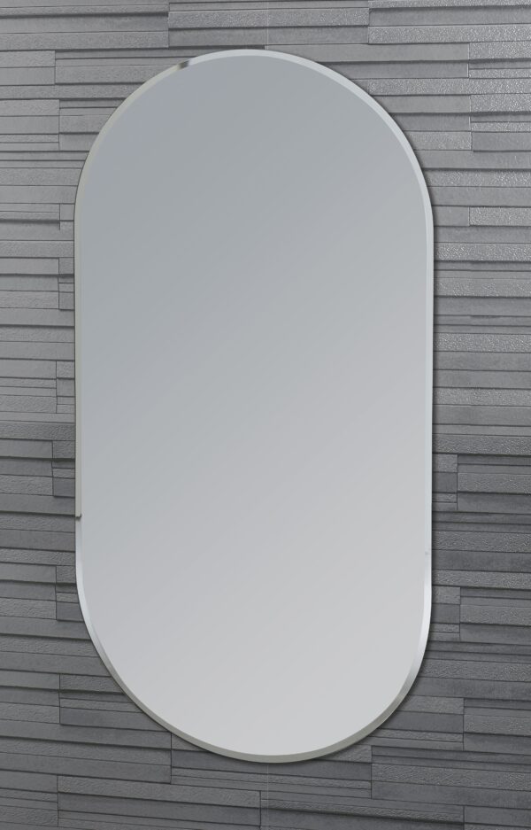 Frameless Oval Wall Mounted Bathroom Mirror Bevelled Edge with Fixings 80x40cm - Wall Mounted Mirrors