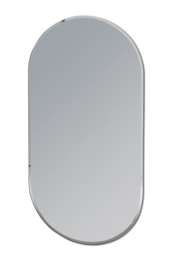 Frameless Oval Wall Mounted Bathroom Mirror Bevelled Edge with Fixings 80x40cm - Wall Mounted Mirrors