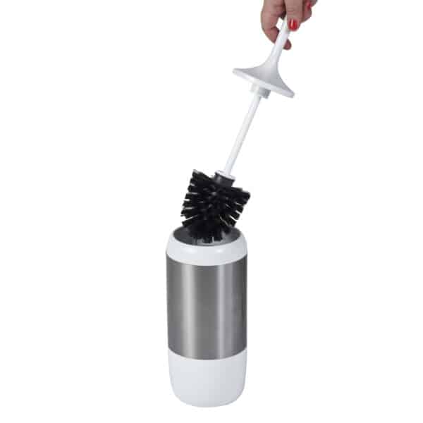Toilet Brush & Holder White Plastic Brushed Bathroom Cleaning Brush Freestanding - Toilet Brushes