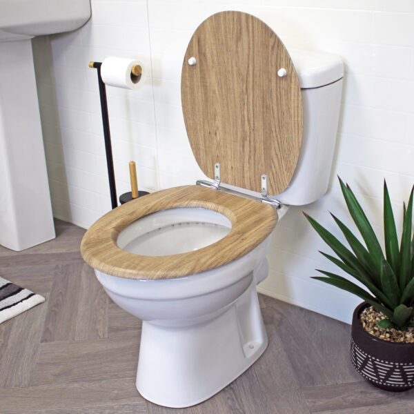 Norfolk Soft Close Toilet Seat – MDF Rust Oak - Wooden Toilet Seats