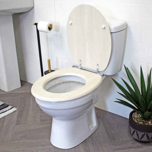 Norfolk Soft Close Toilet Seat – MDF White Oak - Wooden Toilet Seats