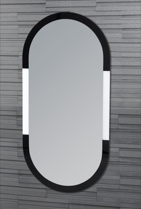 Large Oval Wall Mounted Bathroom Mirror Bedroom Makeup Black/Frosted Frame 80cmx40cm - Wall Mounted Mirrors