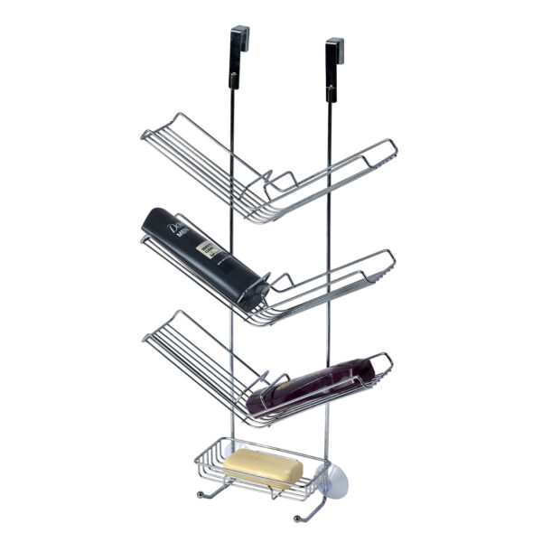 Shower Caddy Chrome Hanging Over Door Screen Rack Storage Bathroom Tidy Hook Atrium - Bathroom Caddies and Baskets