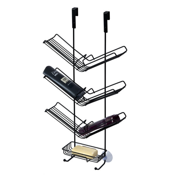 Shower Caddy Black Hanging Over Door Screen Rack Storage Bathroom Tidy Hook Atrium - Bathroom Caddies and Baskets