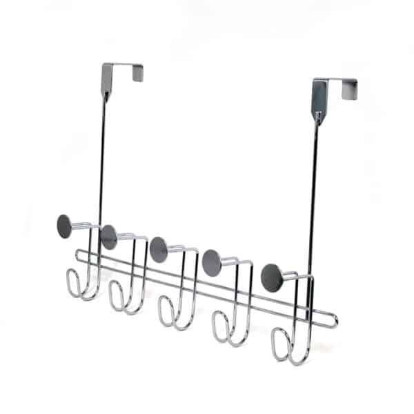 5 Hooks Over Door Chrome Hanger Rack Organiser Bathroom Kitchen Cabinet Moretti - Over Door Hooks / Robe Hooks