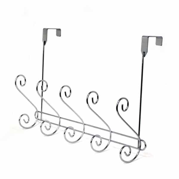 5 Hooks Over the Door Chrome Hanger Coats Jacket Rack for Clothes Towel Lyrical - Over Door Hooks / Robe Hooks