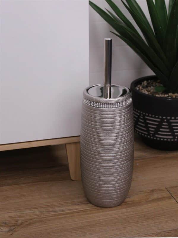 Pzazz Silver Diamante Toilet Brush & Holder - Toilet Brushes