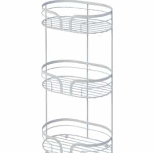 Freestanding Bathroom Floor Caddy 3 Tier Matte White MetalTower Shelves Basket Storage SoapsSponges Showerdrape Dante - Bathroom Caddies and Baskets