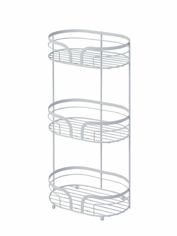 Freestanding Bathroom Floor Caddy 3 Tier Matte White MetalTower Shelves Basket Storage SoapsSponges Showerdrape Dante - Bathroom Caddies and Baskets